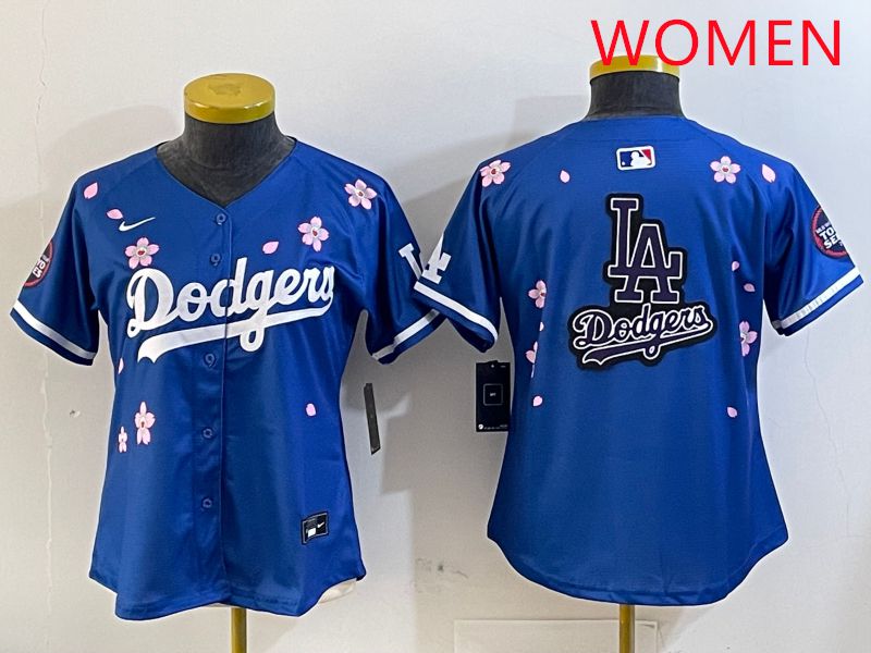 Women Los Angeles Dodgers Blank Blue Sakura Edition 2025 Nike MLB Jersey style 19